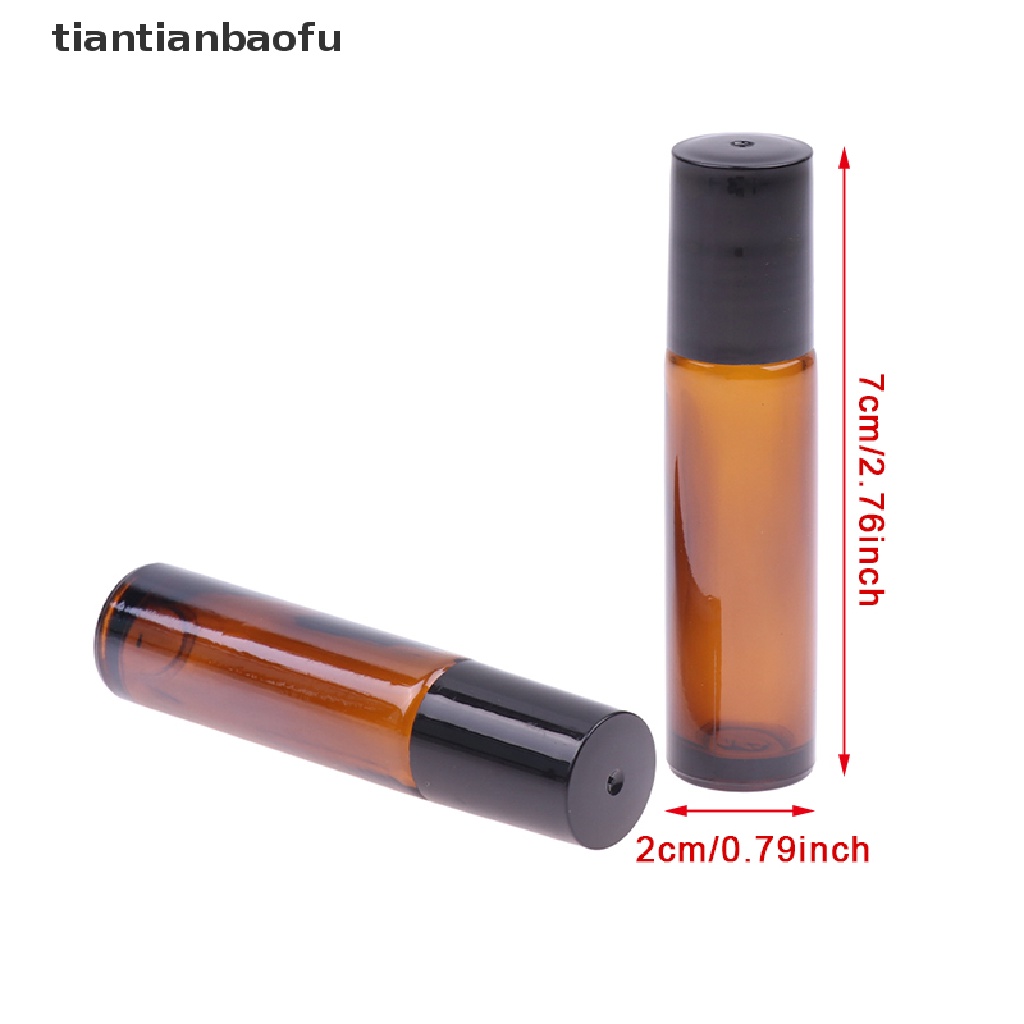 [tiantianbaofu] 10ml Botol Roll on Kaca Amber Kosong s Metal Roller Ball Butik