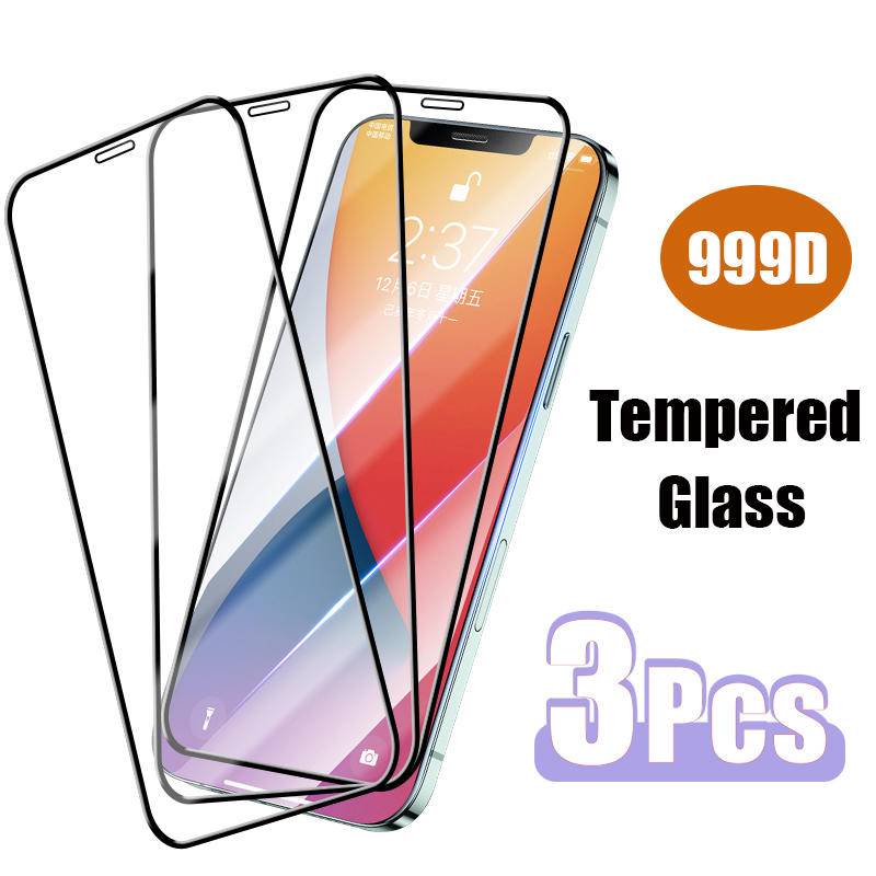 3pcs Full Cover Tempered Glass Untuk Iphone14 13 12 11 Pro MAX Plus Mini Pelindung Layar Untuk iPhone X XS MAX XR 7 8 6 6S Plus SE 2022 2020 14Plus 13Mini 12Mini Kaca