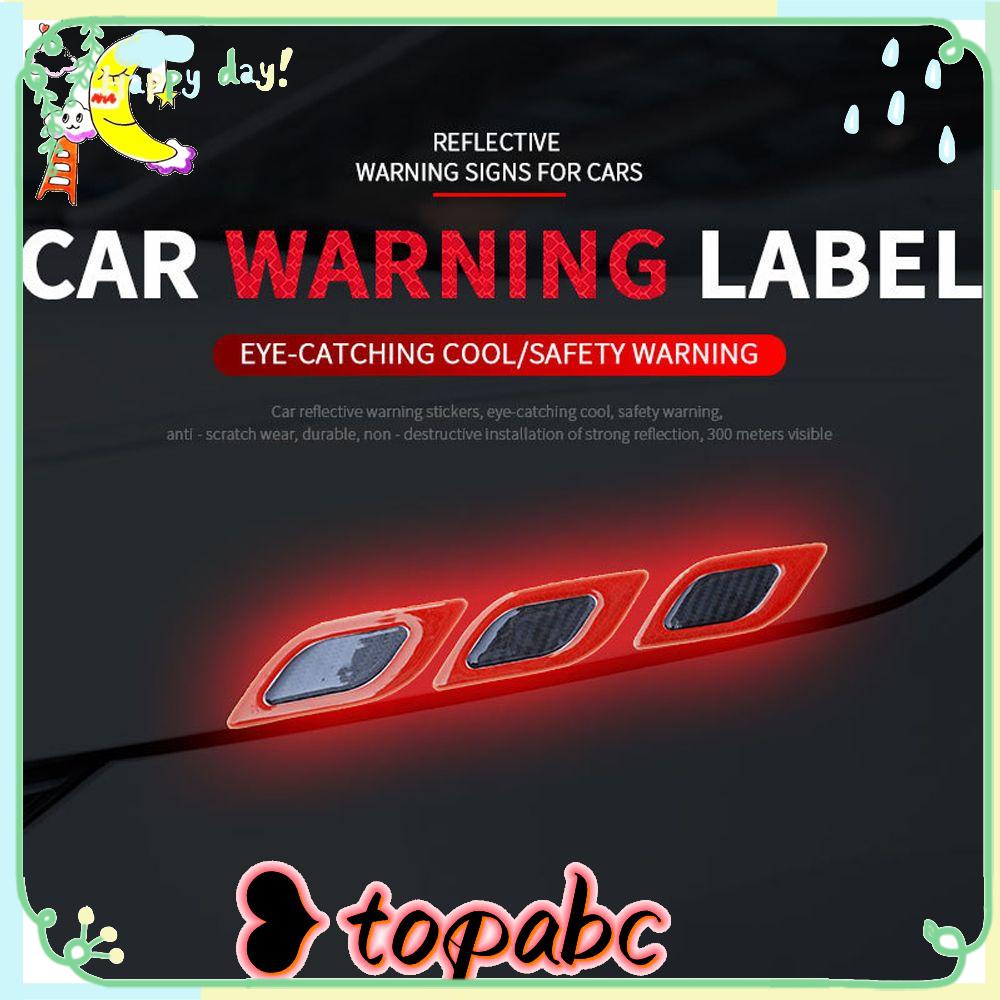 Top 6pcs/Set Stiker Reflektif Mobil Ekor Dekoratif Eksterior Mobil Universal Safety Safety Warning Sticker Anti Gores