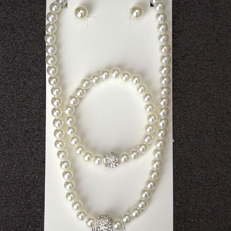 Perhiasan Fashion Mutiara Pernikahan Pengantin Set Perhiasan Kalung Anting Dengan Gelang Wanita Statement Collar Necklace