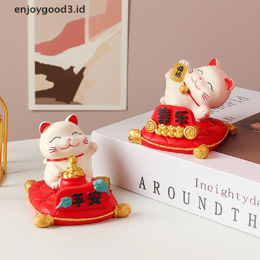 [Rready Stock] Lucky Cat Portable Desktop Stand Interior Mobil Lucky Cat Ornament Smartphone Stand Lucu Handsfree Fungsional Hiasan (ID)