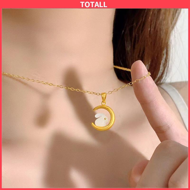 COD Kalung Lapis Emas Desain Kelinci Dan Bulan Untuk Wanita-Totall