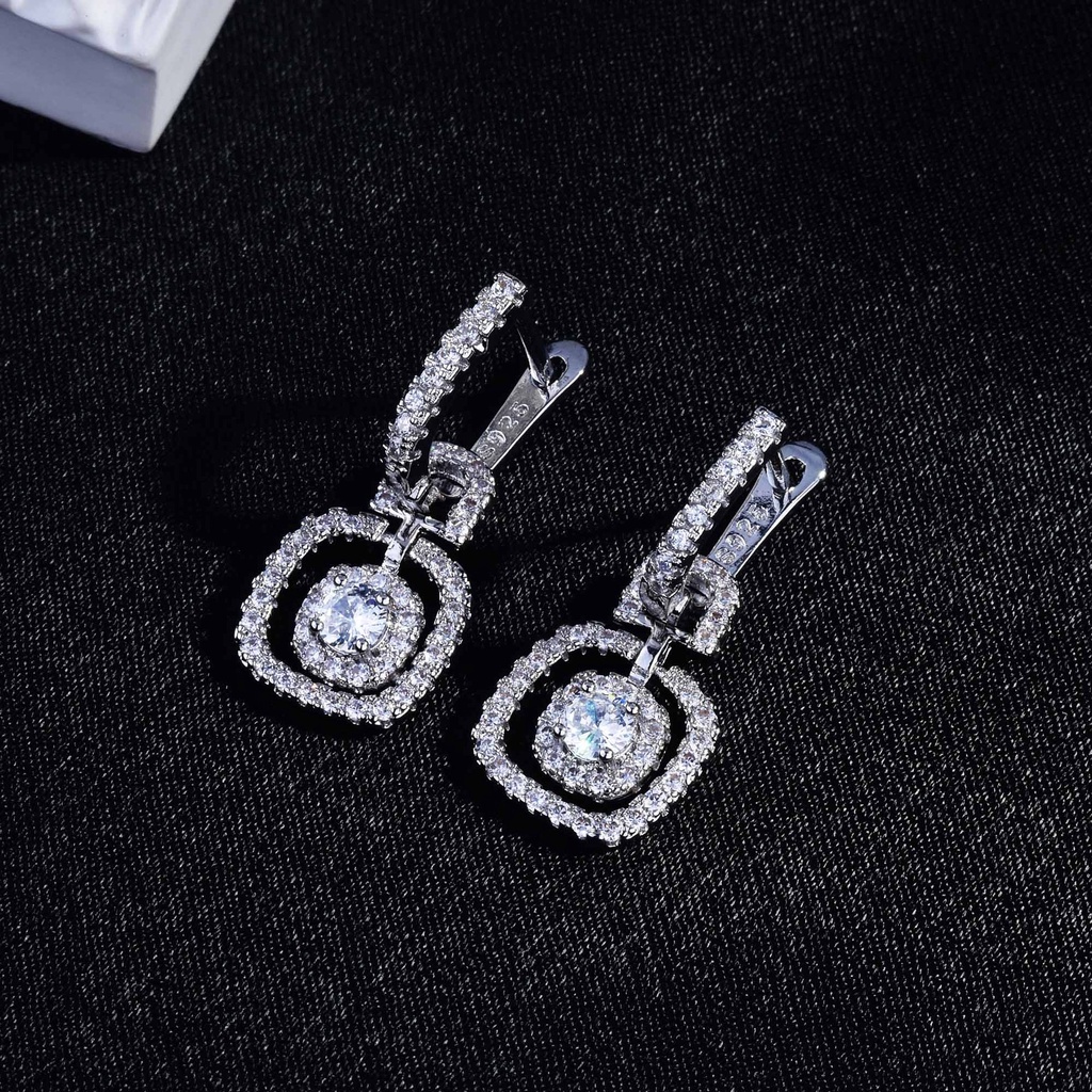 Goldkingdom Aksesoris Perhiasan Fashion Ready StockMoisan Berlian Stud Delapan Hati Delapan Panah Zirkon925 Perak Pin Stud Earrings