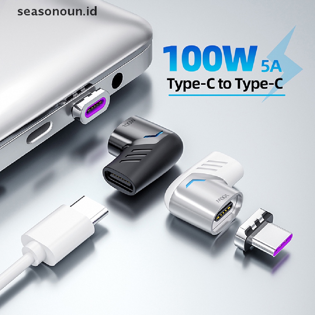 Seasonoun 5A 100W USB Type C Fast Charging Data Sync Magnetic Convertor USB Type C Magnet Converter Adapter Charge Adapter Konverter Laptop/Handphone.