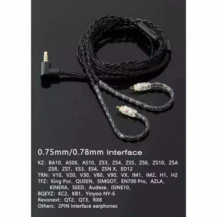 ✨LARIS✨ -kabel upgrade MIC 8 core IEM KZ type pin A B C , zsn pro x zs3 EDX zst - KZ pin A MIC-3.3.2