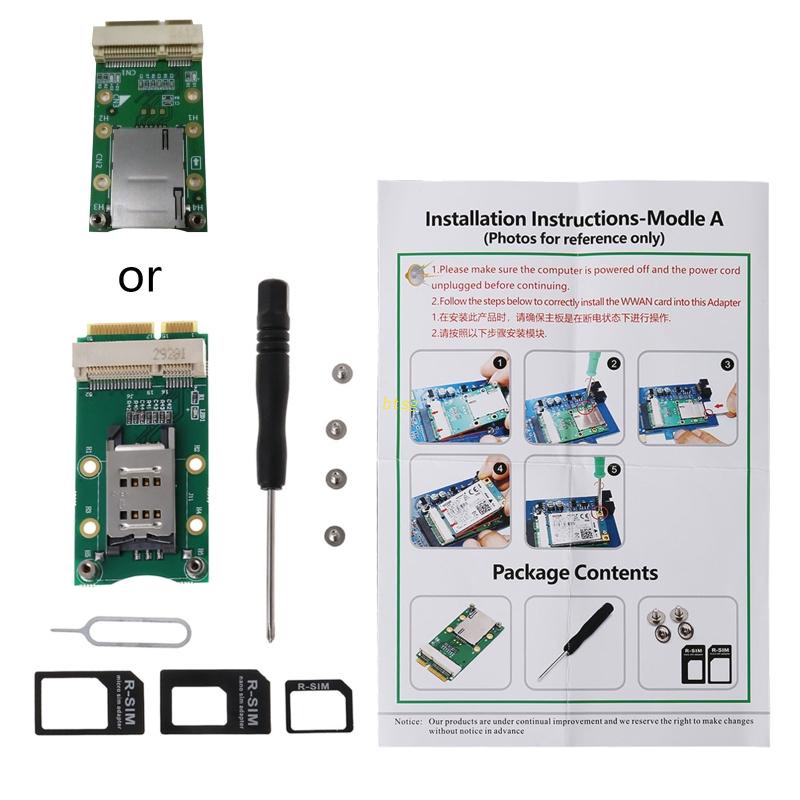 Btsg Adaptor Mini PCI-e Dengan Slot SIM Card Untuk 3G/4G WWAN LTE GPS Card Mini PCI-e