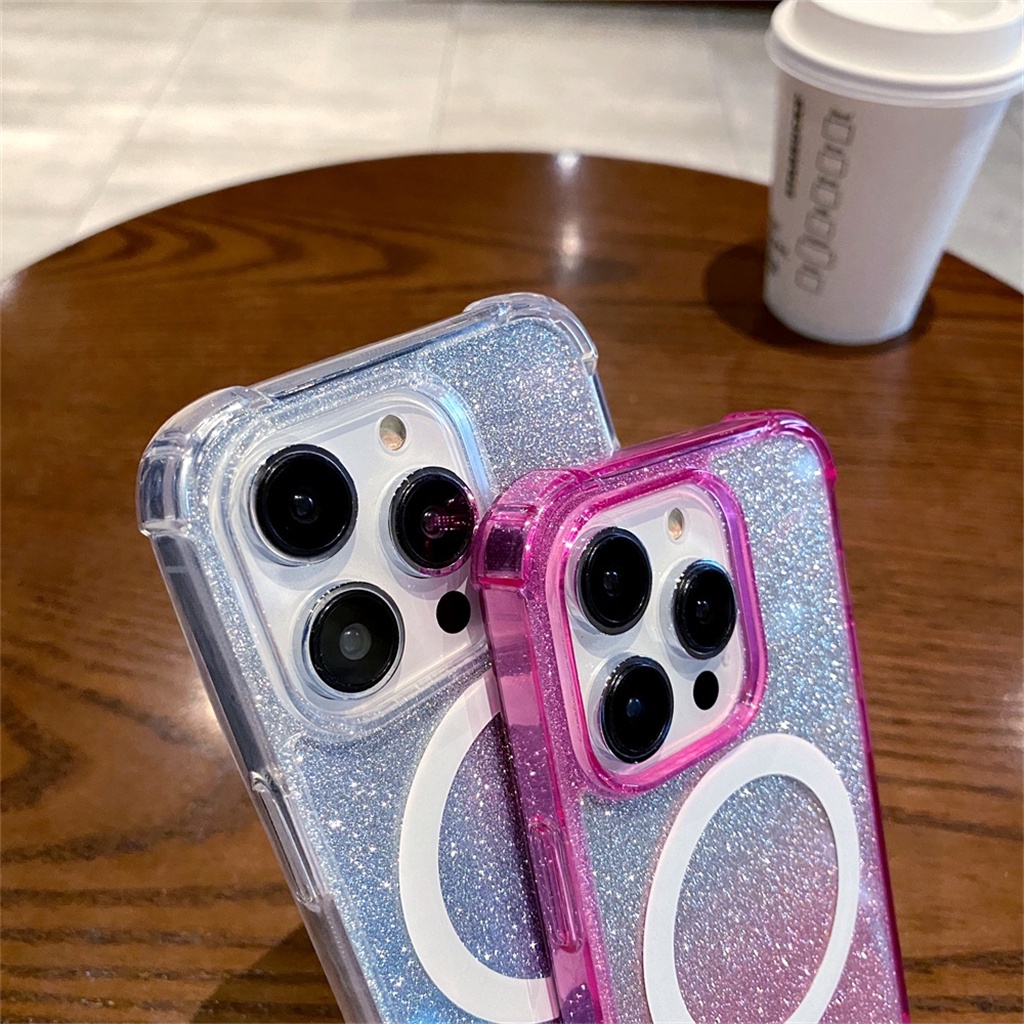 Casing Cincin Magnet flash Mewah Iphone13 12 Pro Max case iPhone 14 Pro Max Plus 14 Promax case Transparan Dan Jernih, Sepenuhnya Tertutup Perlindungan shockproof hard back cover