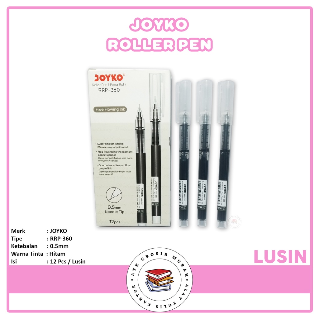 

JOYKO - Pulpen Gel Hitam Roller Pen RRP-360 - Lusin