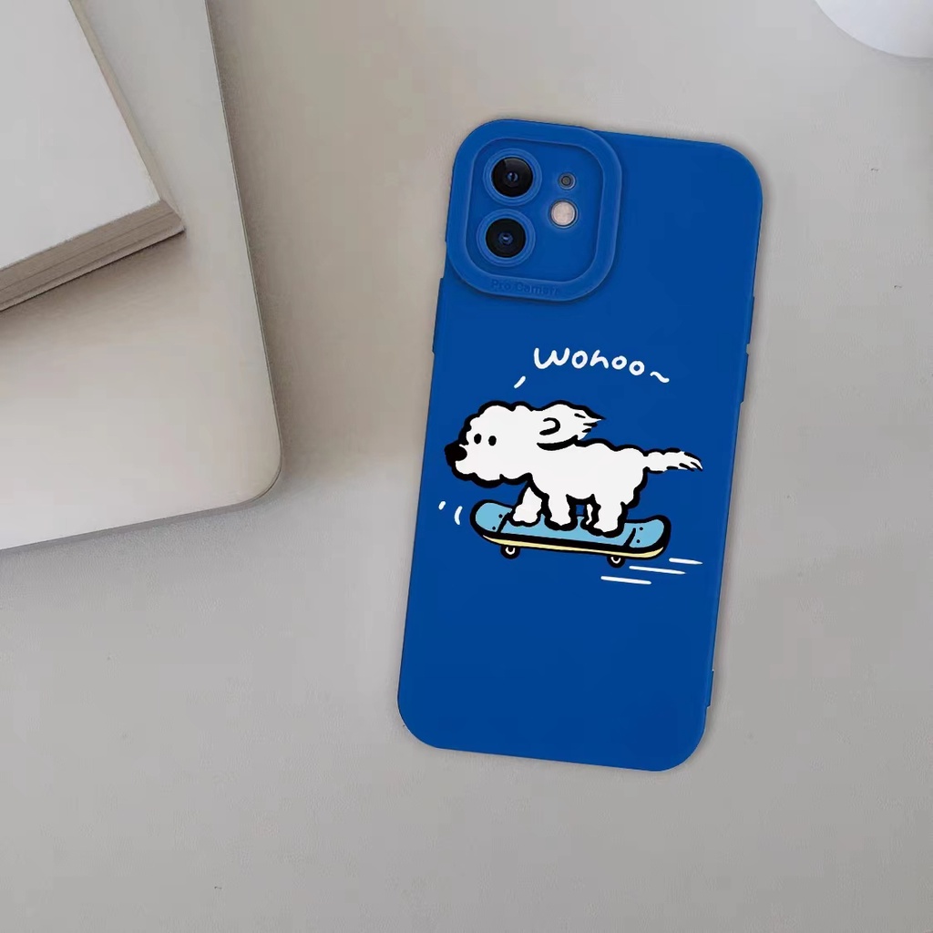 IPHONE Ins Pola Anjing Cocok Untuk Iphone14 14pro 14plus 13 13pro 13prm iPhone12 7Plus 8Plus Xr XS 13 Pro Max Empat Sudut Casing Ponsel Tahan Guncangan