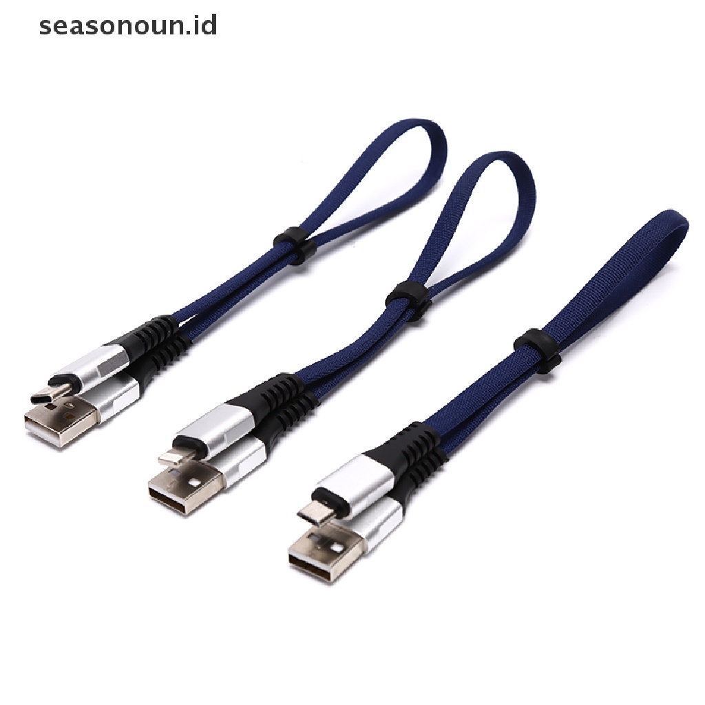 Seasonoun 30CM Mini Short 2.4A Quick Charging Micro USB Type-C Kabel Charger Data Sync.