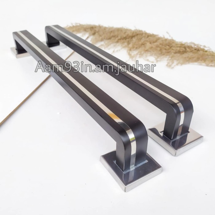 handle pintu kupu tarung stainless 33 cm gagang pintu tarikan pintu - hitam black