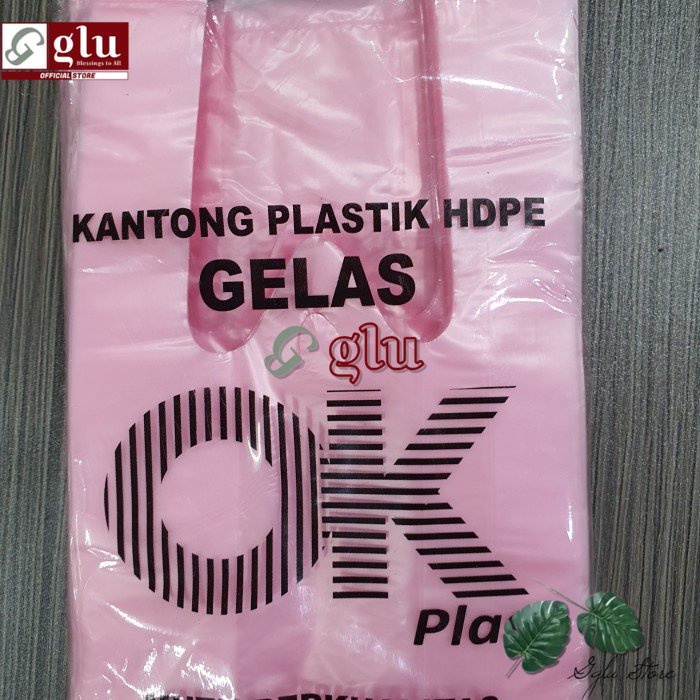 Kantong Plastik Gelas / Kantong Kresek Kecil Kantong Gelas Warna-Warni - pink, 2gelas