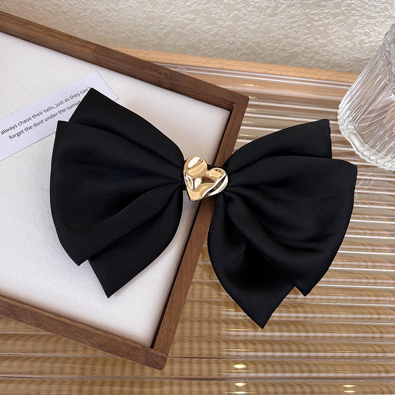 JEPIT RAMBUT PITA BESAR ELEGAN SATIN FRENCH RETRO BOW SILK BIG FAIRY FEMINIM RIBBON HAIRCLIP BESAR BLACK COLOR WARNA HITAM HAIR SNAP AKSESORIS ACCESSORIES PIN KOREA PRINCESS STYLE