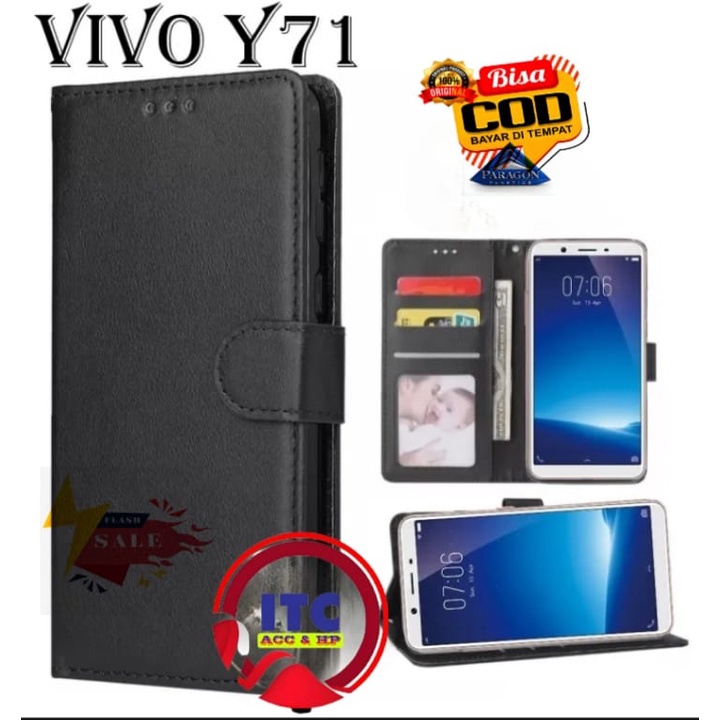 CASE PREMIUM FLIP KULIT DOMPET TYPE HP VIVO Y71 Y 71 DOMPET- FLIP COVER LEATHER-SARUNG HP PREMIUM LE