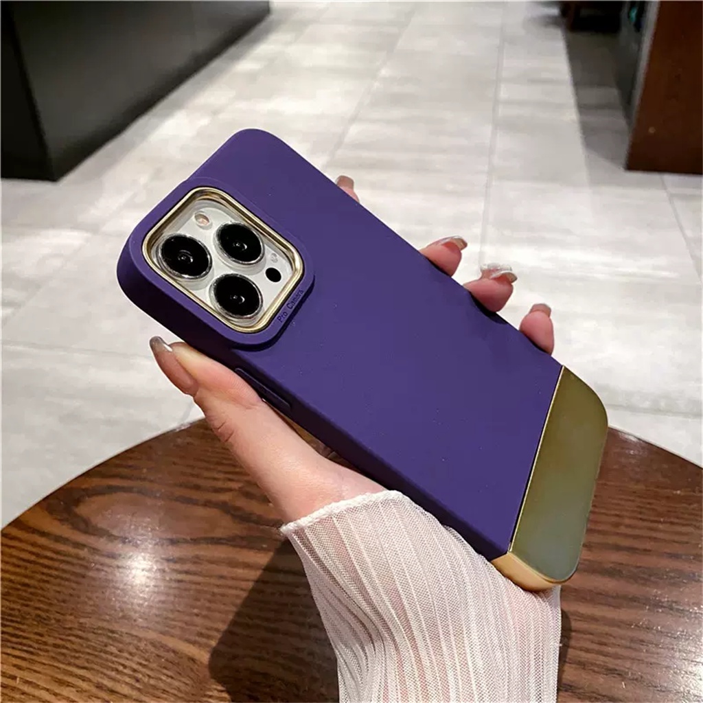 Casing splicing plating Mewah Iphone13 12 11 Pro Max Square 11case iPhone 14 Pro Max Plus Proteksi Kamera metal Casing Lembut Tahan Guncangan Tertutup Penuh