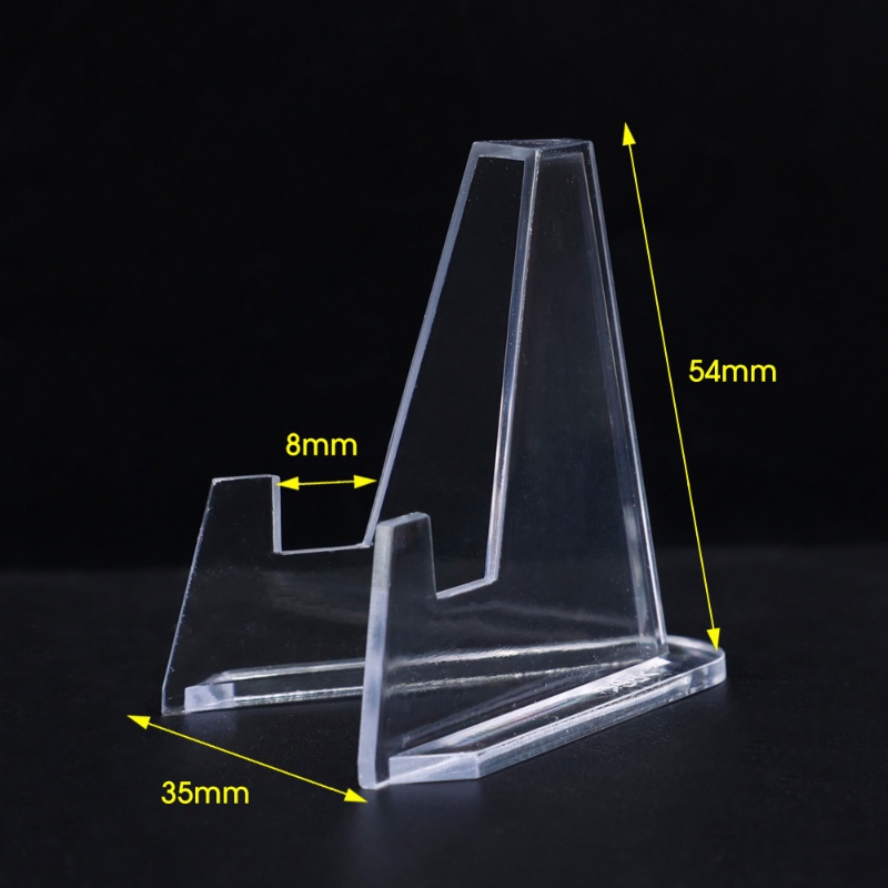 [Unggulan] Bingkai Foto Pigura Segitiga Stand Portable Tempat Piring Rak Penyimpanan Plastik Mengenang Koin Display Tripod Bening Segitiga Display Stand