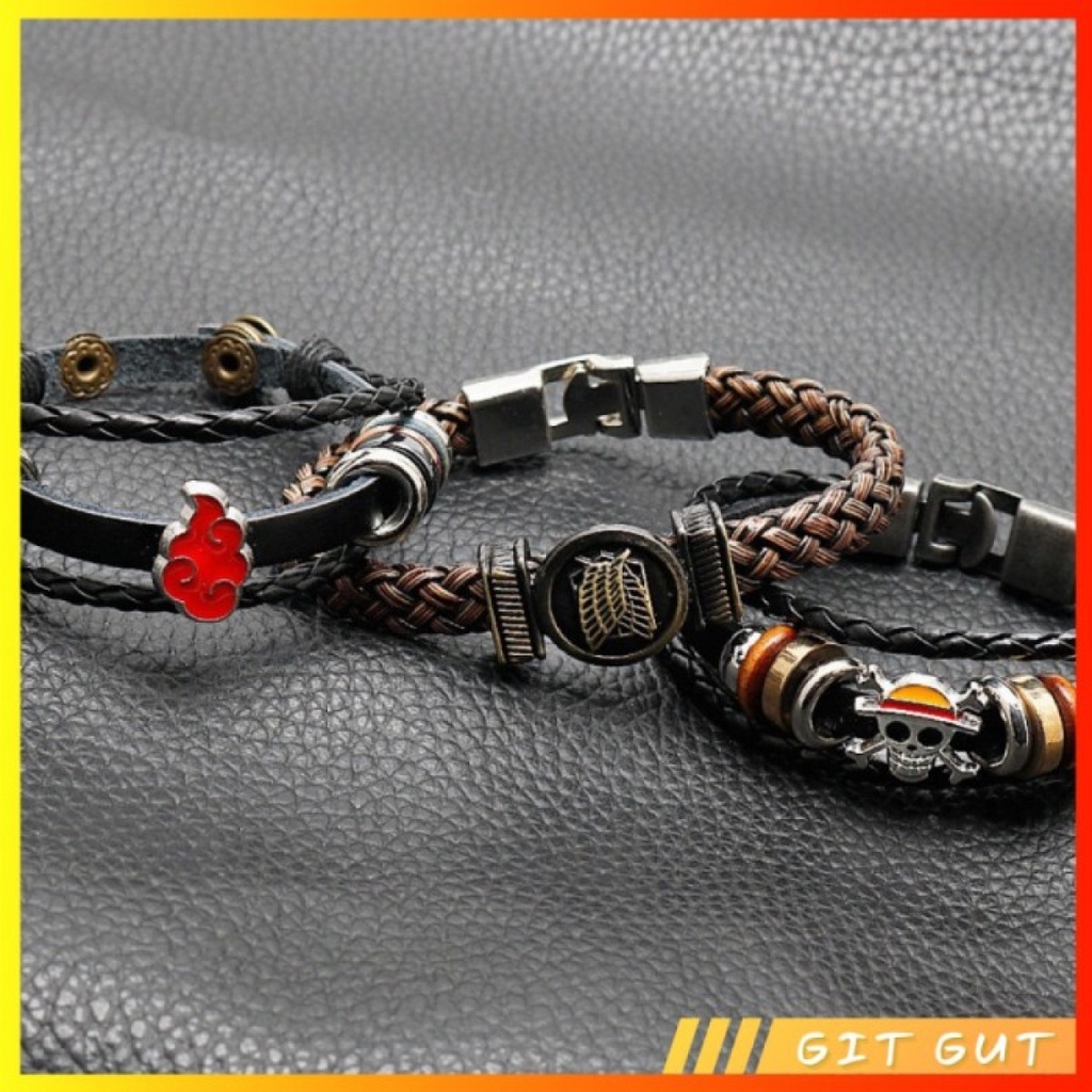 Aksesoris Gelang Leather Bracelet AoT Attack On Titan Naruto One Piece