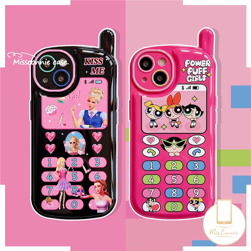 IPHONE Casing Bentuk Ponsel Kepribadian Retro Kreatif Kompatibel Untuk Iphone7 8 Plus11Xr13 14 12 11 Pro MAX X XS MAX SE 2020 Kartun Gadis Perempuan Barbie Lembut TPU Cover