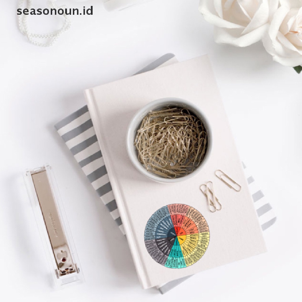 Seasonoun 6buah Feelings Wheel Vinyl Stiker 2.4inci 3.2inci Emosi Decal NEW.