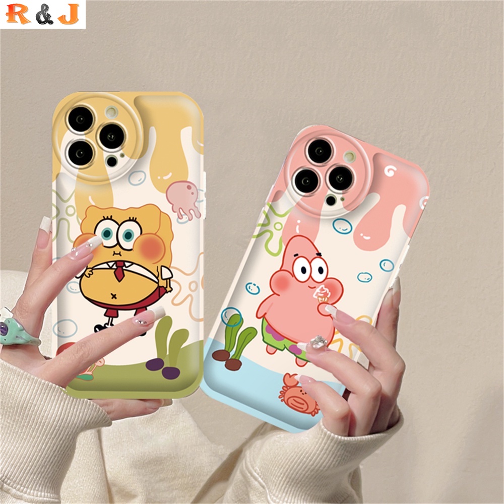 Case Samsung A14 A04 A04S A13 A03 A03S A12 A52 A52S A21S A50 A50S A30S A20 A10S A10 A11 M11 J7 Prime J7 Pro J6Prime J6Plus Comic Patrick Star SpongeBob Air cushion TPU Phone Cover