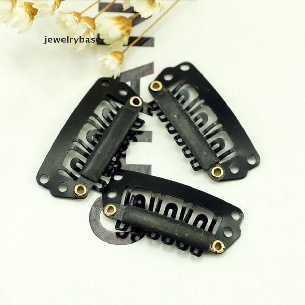 [jewelrybase] 50pcs 28mm Hitam Bentuk U Snap Metal Klip Untuk Ekstensi Rambut Pakan Clip-on Wig Butik