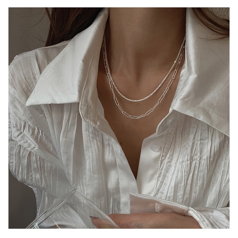 Goldkingdom Aksesoris Perhiasan Fashion Ready Stock Kalung Rantai Geometris Cahaya Mewah Desain Kecil Rasa Kerah Rantai Angin Dingin