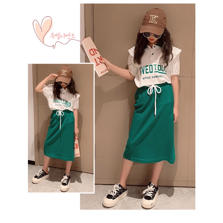 CHUBBI 43 Setelan Set Anak Perempuan Kaos + Rok Name Aveotous