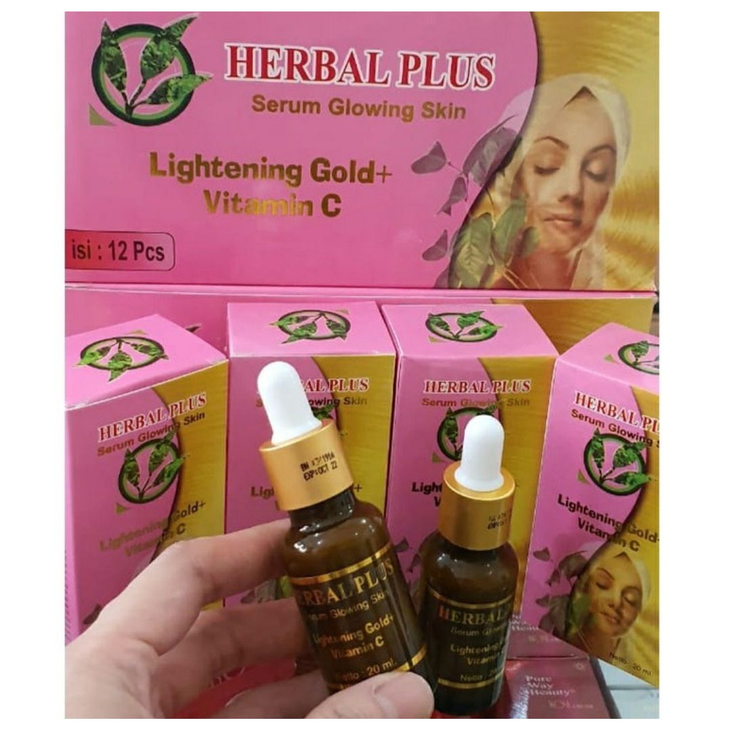 HERBAL PLUS SERUM GLOWING LIGHTENING GOLD VITAMIN C Menghaluskan dan Melembabkan Wajah