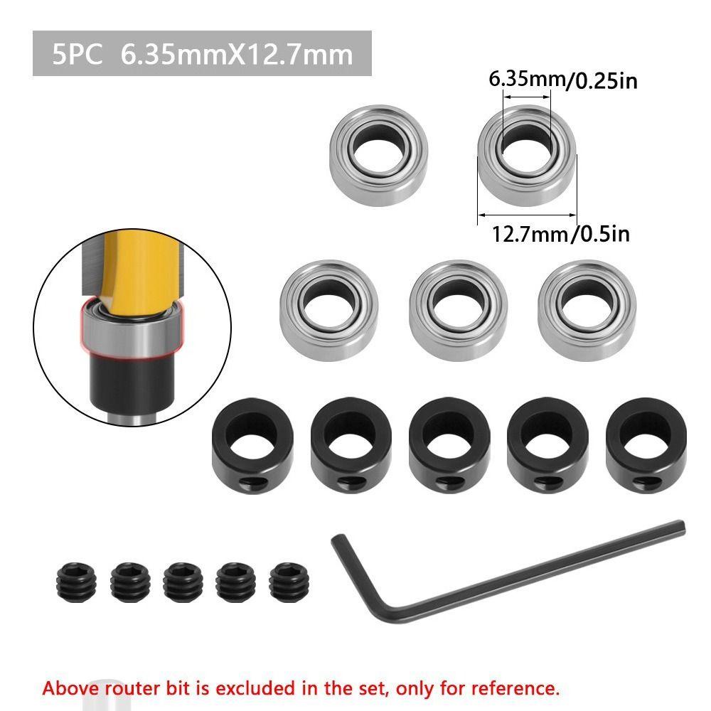 Lanfy Bantalan Aksesoris Kit Upper3Per8 Untuk Router Bits Head Tahan Lama Power Tool Accessories Steel Stop Ring