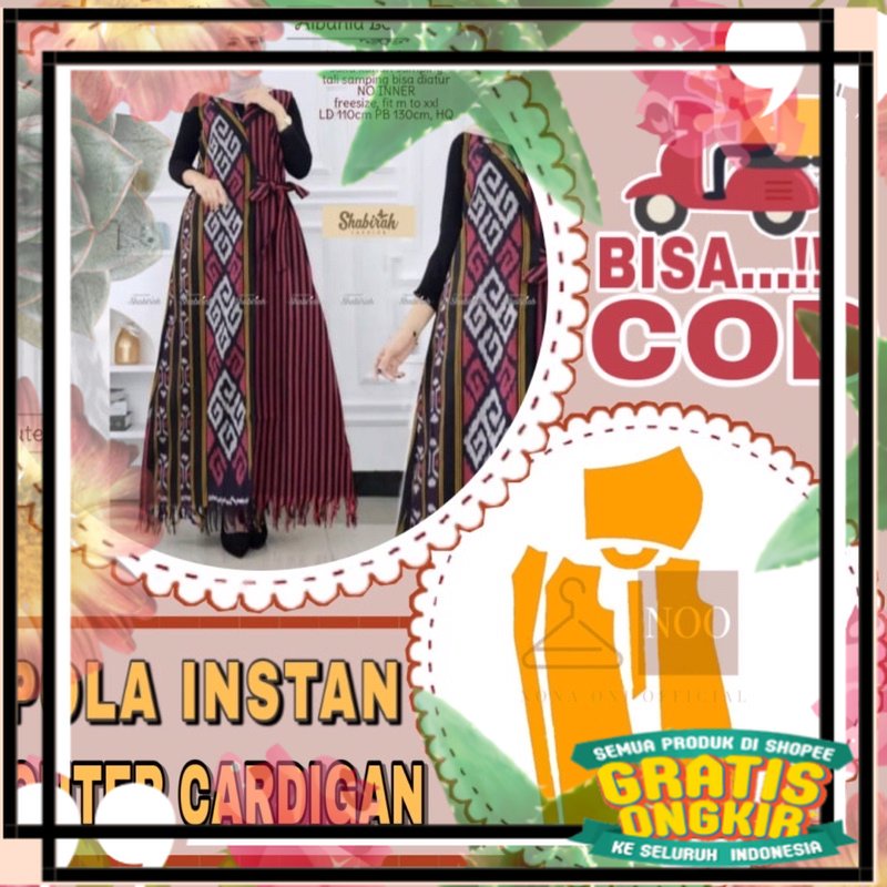 BISA COD️ Pola instan outer/cardigan panjang LD : 104 - Pola jahit / pola jiplak cardigan tinggal ji
