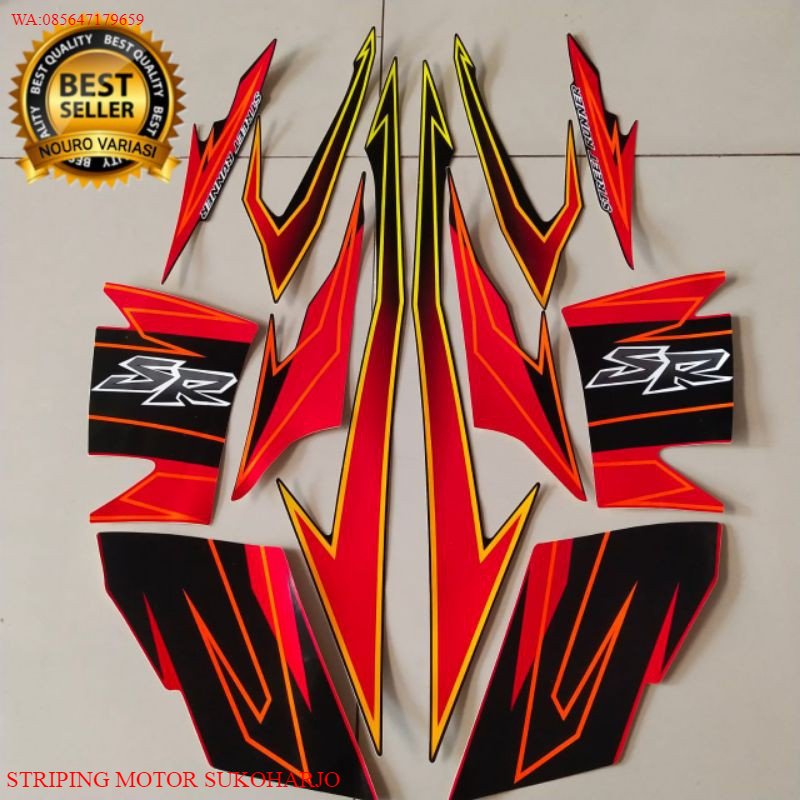 (ORI) striping suzuki smash 110 sr 2007 hitam merah body standar KUALITAS ORIGINAL