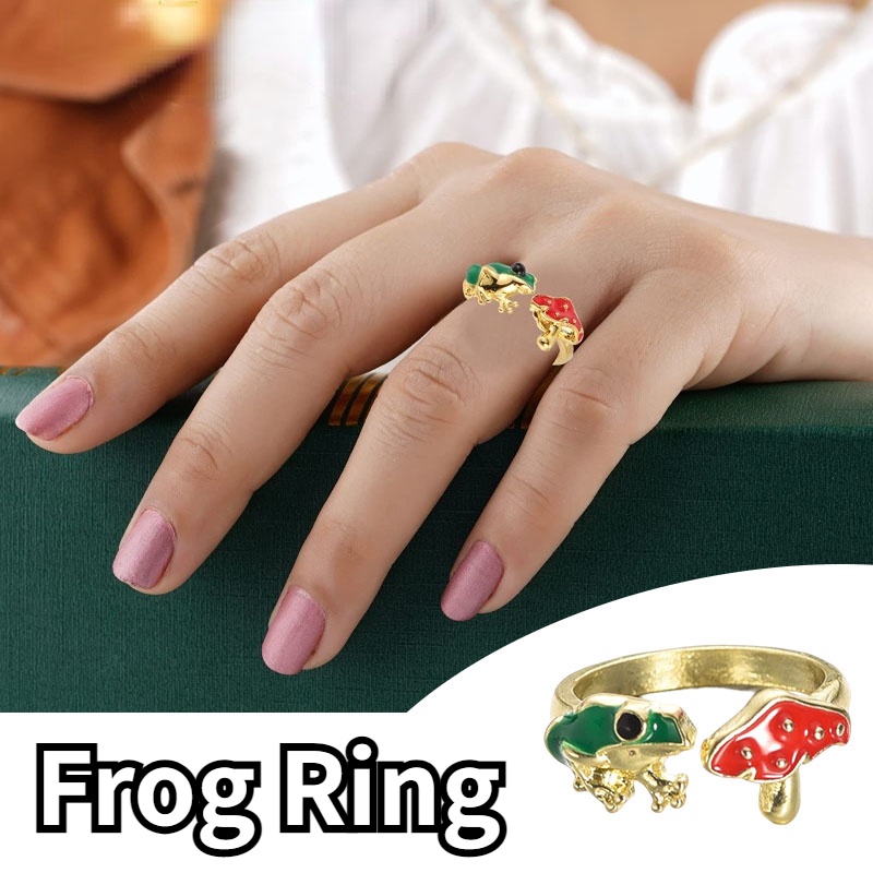 Cincin Kodok Gotik Untuk Pria Wanita/Vintage Hip Hop Emas Perak Hewan Adjustable Open Rings Jewelry