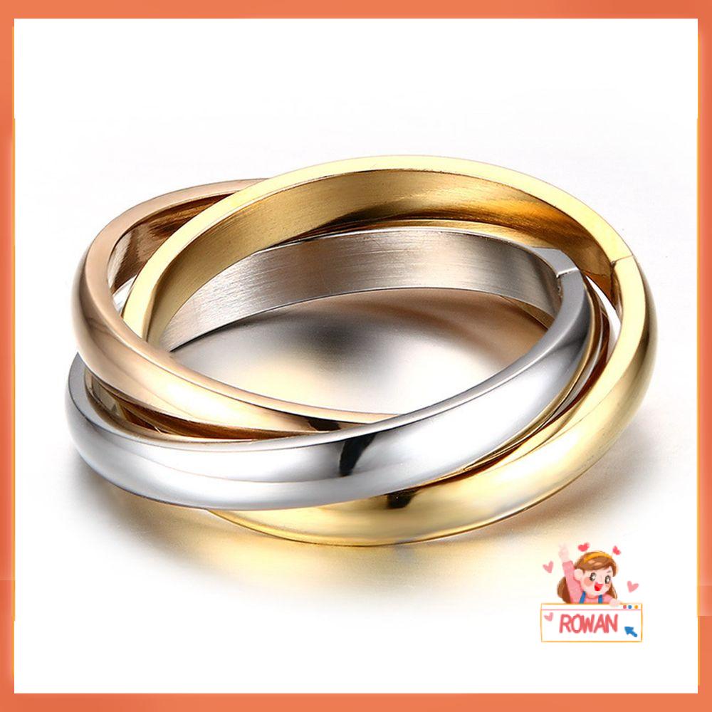 R-flower 2pcs Set Cincin 17mm Wanita Tunangan Kawin Concatenate