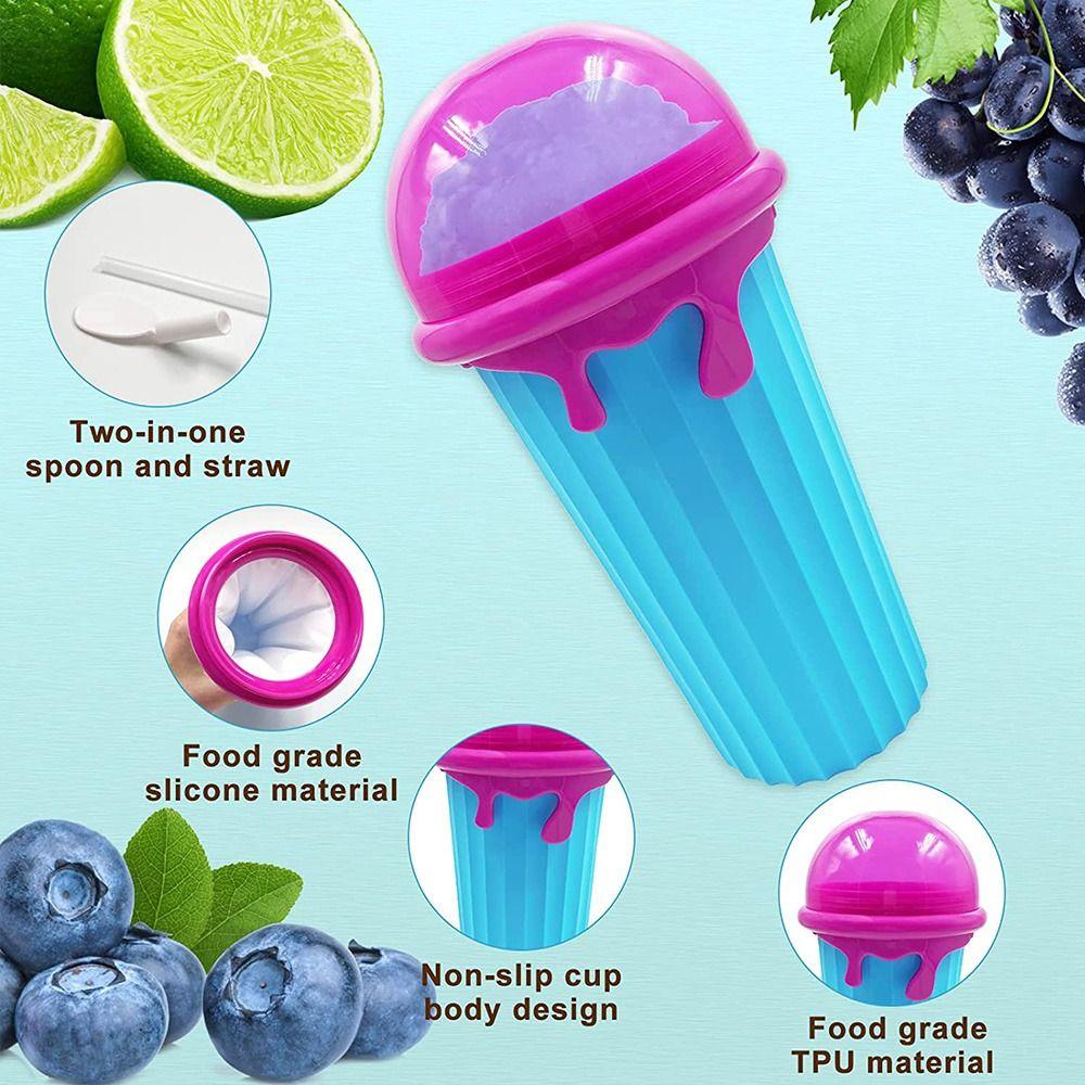 Chookyy Smoothies Cup Quick-Frozen Summer Ice Cream Slushy Maker Botol Air Minum Smoothie Pasir Beku Cepat Slushy Maker Squeeze Cup