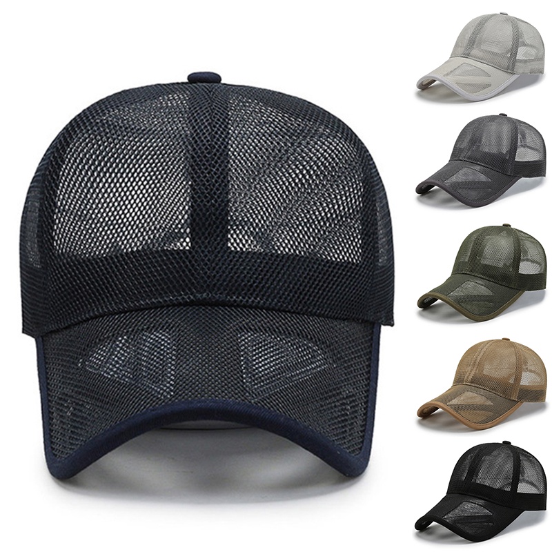 Musim Panas Cepat Kering Unisex Mesh Running Hat Bone Breathable Hat Cap Topi Jaring Luar Ruangan Topi Snapback Topi Memancing Fashion Trucker Topi Olahraga