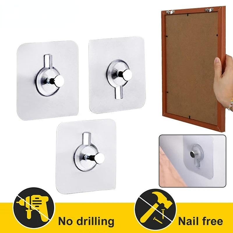 [Unggulan] Kait Gambar Dinding 10pcs Bebas Pukulan Perekat Kuat Sekrup Stiker Dapur Kamar Mandi Sekrup Kait Gantungan PVC Perekat Paku Poster Dinding Seamless Wall Hook