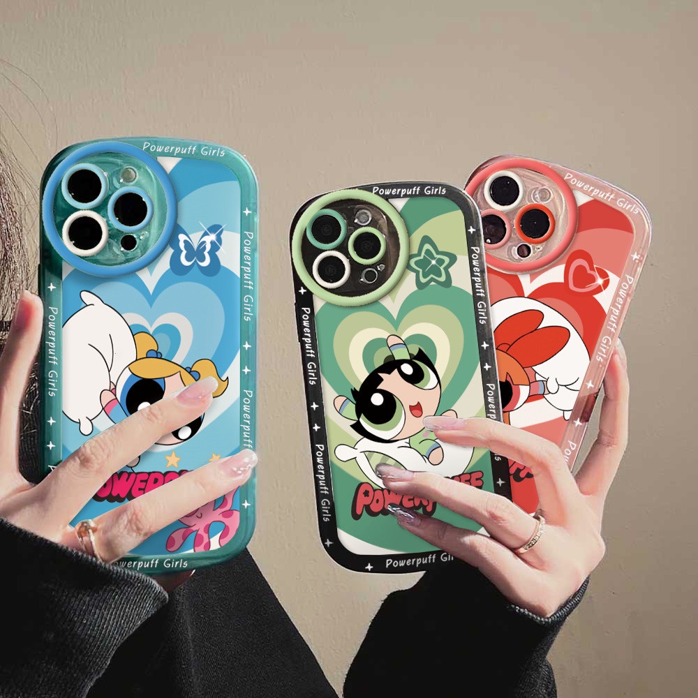 Fashion Case Kompatibel Untuk Iphone11 Pro MAX iPhone14 iPhone13 iPhone XR XS MAX iPhone6 6S 7 8 Plus Shockproof Kartun Power Gadis Cinta Hati Bintang Lembut Bening Casing Ponsel BY