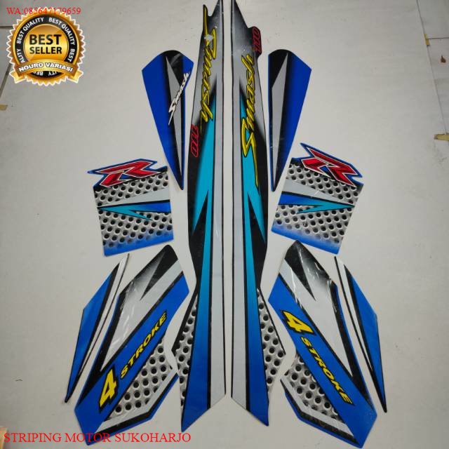 (ORI) striping suzuki smash 110 r 2007 hitam biru body standar KUALITAS ORIGINAL