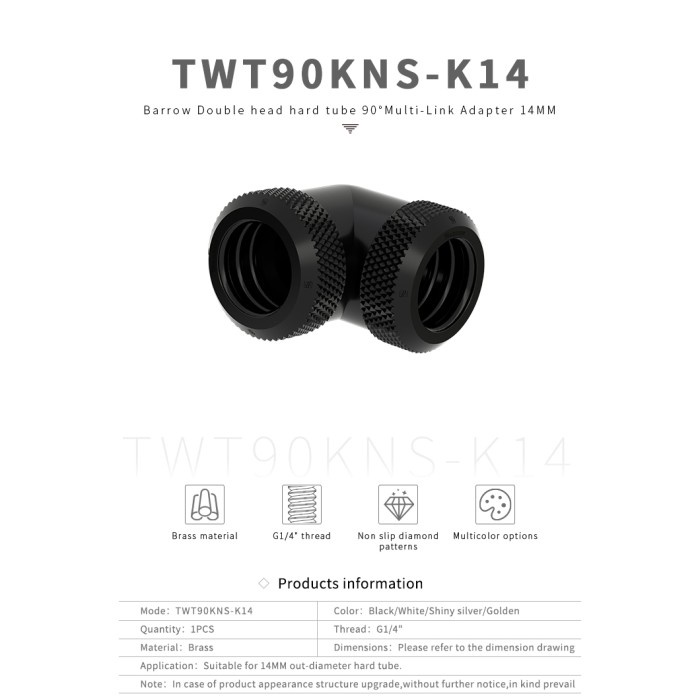 BARROW TWT90KNS-K14 Double Dual Head 90 Multi-Link Adapter 14MM Silver