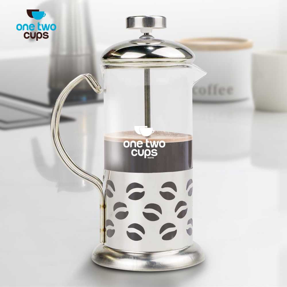 (BISA COD) FTIHSHP  French Press Coffee Maker Pot Bean Pattern 350ml - KG72I