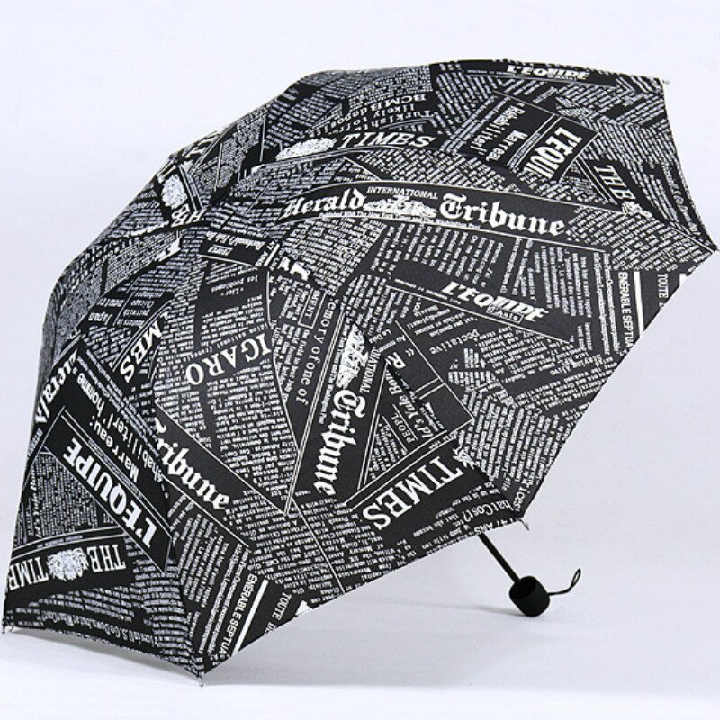 Payung Lipat Motif Koran Retro Foldable Umbrella Newspaper Style Kreatif Penggunaan Ganda Lipat Tiga Pria Wanita Mode Siswa Hadiah Payung