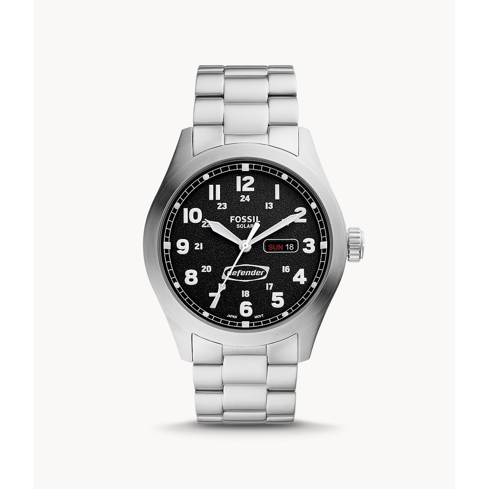 Fossil Defender Solar-Powered Stainless Steel Jam Pria - FS5976