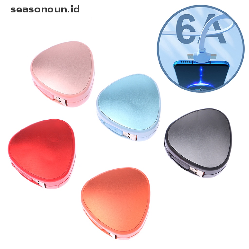 Seasonoun Kabel Charge USB 3in1 6A 120W Untuk Telepon Ditarik Portable Micro USB Type-C Cable Charging Cable.