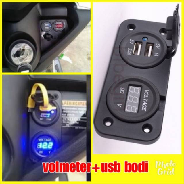 Voltmeter Charger Hp Nmax PCX Aerox Lexi Double USB Universal