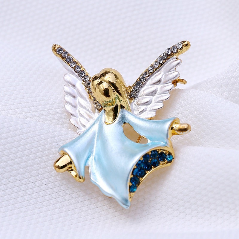 Cute Angel Alloy Bros Untuk Wanita Gadis Enamel Retro Berlian Imitasi Pernikahan Lapel Pin Brooch Perhiasan Hadiah