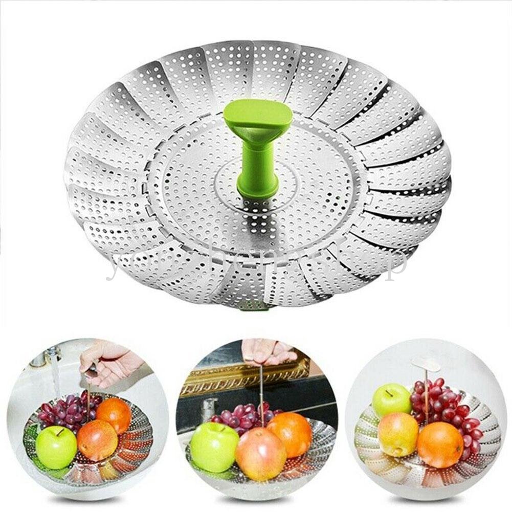 Kreatif Stainless Steel Steamer Lotus Berbentuk Teleskopik Steamer Pangsit Mengukus Rak Tray Sayur Buah Keranjang Dapur Peralatan Masak Multifungsi