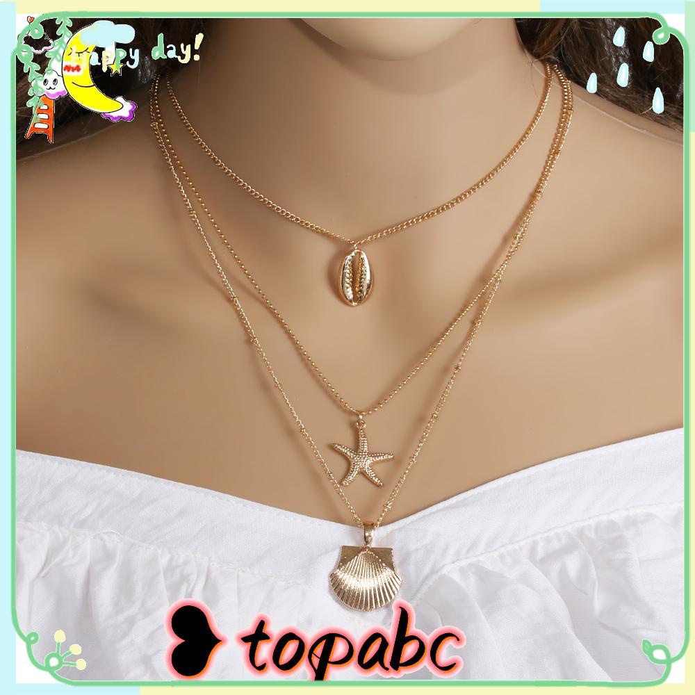 Top Multilayer Shell Kalung Musim Panas Hadiah Rantai Choker Perhiasan Pantai