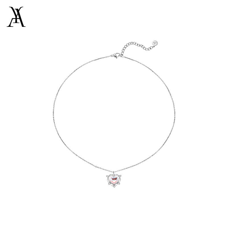 AY(CN) Kalung Rantai Choker Liontin Batu Bulan Kristal Warna Silver Gaya Korea Untuk Wanita