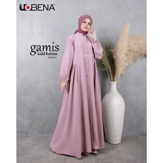 Gamis Dress Terbaru Button Gold Crincle Crinkle GMA Ori Uobena