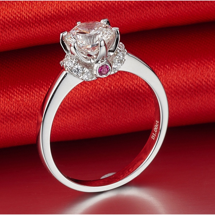 Goldkingdom Fashion Perhiasan Aksesoris Ready Stock Untuk Cinta Terbuka Cincin Delapan Hati Delapan Panah Zirkon Imitasi Moissane Berlian Mulut Bergerak Cincin Wanita